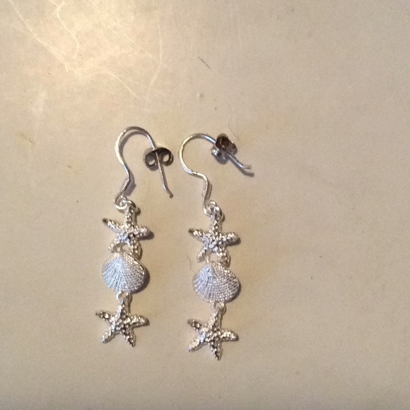 Jewelry - Silver Drop Seashell Earrings
